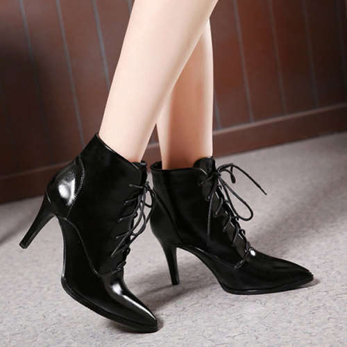Casual Black Solid PU Boots
