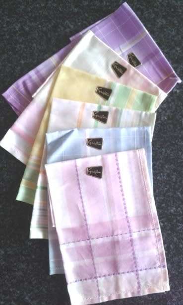 Six gorgeous boxed Grafton checked cotton hankies