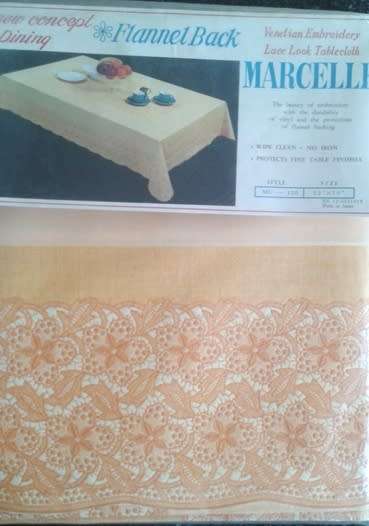 Vintage vinyl tablecloth flannel back mustard colour