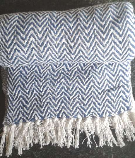 Dark blue cotton throw / blanket 127cm x 152cm