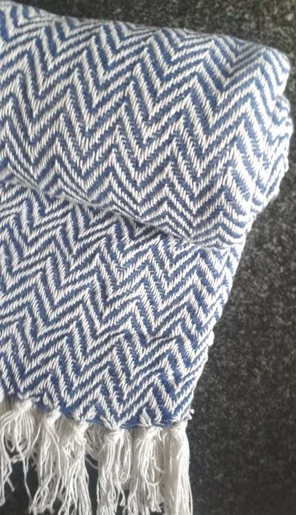 Dark blue cotton throw / blanket 127cm x 152cm