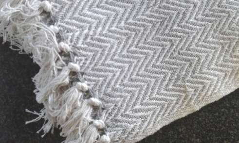Grey cotton throw / blanket 127cm x 152cm