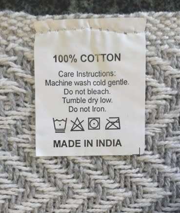 Grey cotton throw / blanket 127cm x 152cm