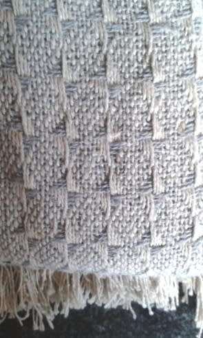Grey blue cotton throw / blanket 170cm x 230cm