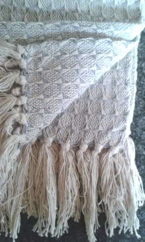 Grey blue cotton throw / blanket 170cm x 230cm