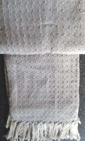 Grey blue cotton throw / blanket 170cm x 230cm