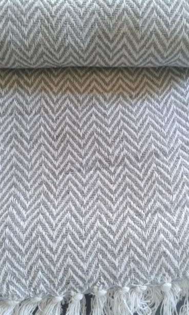 Grey cotton throw / blanket 127cm x 152cm