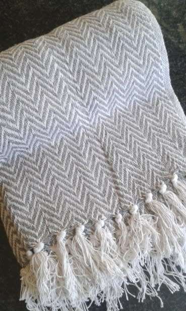 Grey cotton throw / blanket 127cm x 152cm