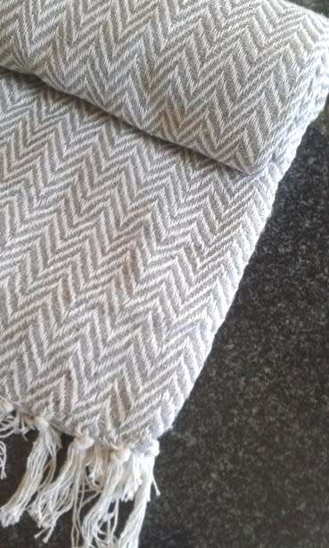 Grey cotton throw / blanket 127cm x 152cm