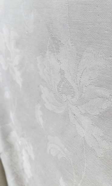 White vintage cotton Damask tablecloth