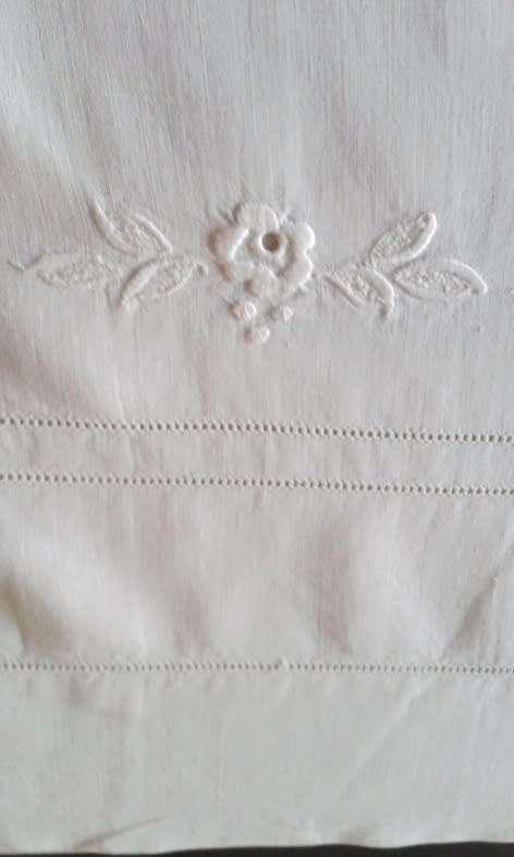 Antique linen bed sheet monogram ED