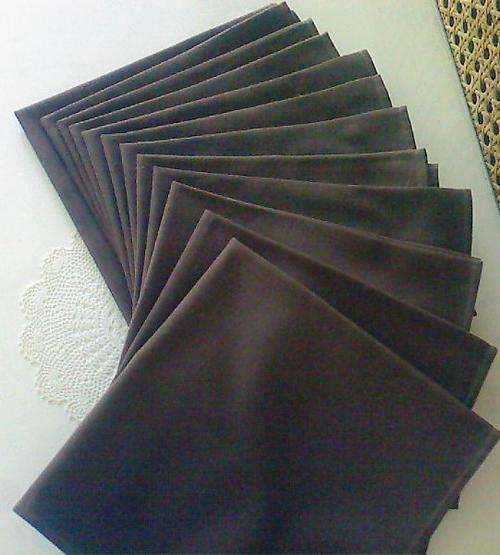 Set of 12 chocolate brown cotton dinner napkins / serviettes