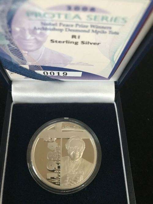 # 2006 R1 Silver Proof Coin - Protea Series - Desmond Tutu - Mintage 1375 COA 0019 #