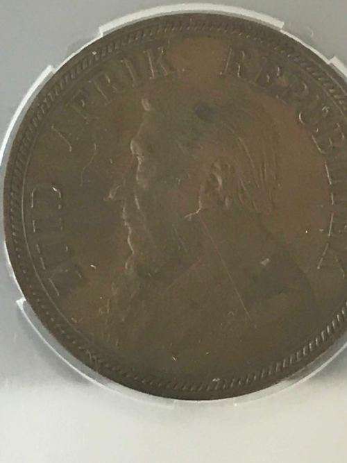 # 1892 ZAR 1 PENNY : SANGS GRADED EX45  - BN #