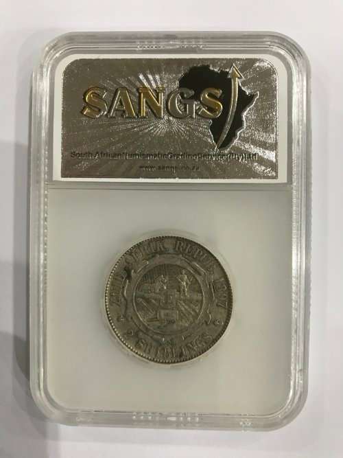 ##1897 ZAR 2 SHILLING SANGS GRADED XF40##
