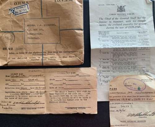 WW2 : SPR J.M. SCHEEPERS (SET OF 6 ) NO 233396 INCL LIBERTY PASS