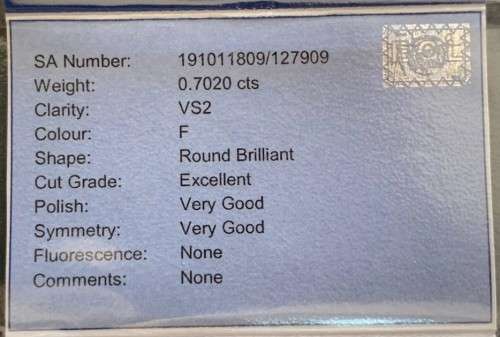 0.70 F VS2 ( ROUND) EGL CERT