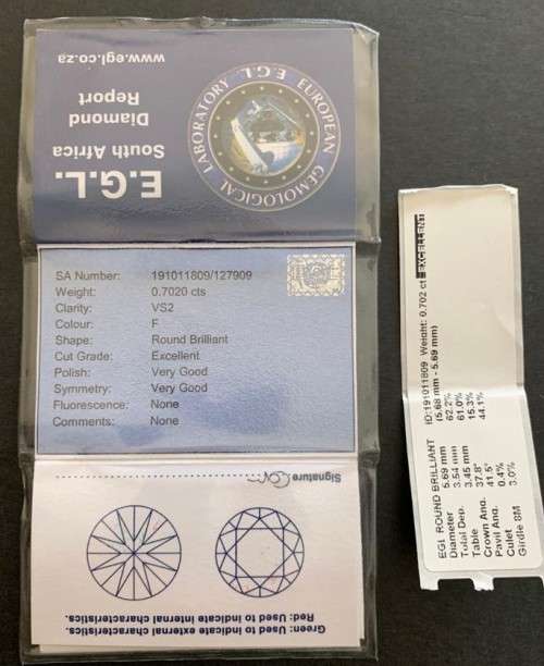 0.70 F VS2 ( ROUND) EGL CERT