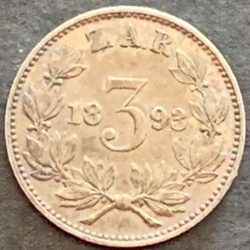 1893 ZAR 3PENCE ( TICKEY)