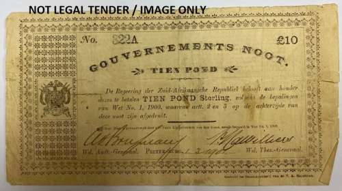 S.A. 10 Pond Gouvernements Noot, No: 322A, of 1 March 1900, Pietersburg.