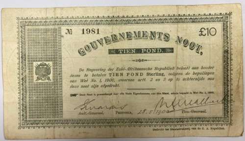 S.A. 10 Pound Gouvernements Noot, 28 Mei 1900