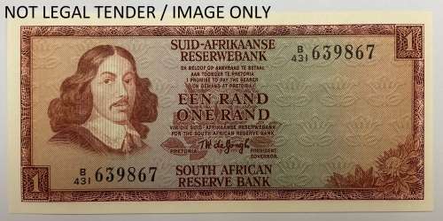 SA 1 Rand, Gov. T.W. De Jongh 3rd Issue B431/639867 `Condition as per image`.