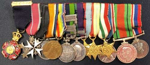 One Bar Set of 13 Miniature Medallions starting in service since WWI Through to WW2.