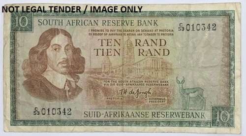 SA Gov. T.W. De Jongh R10 Note, 1st issue No: C53/010342.