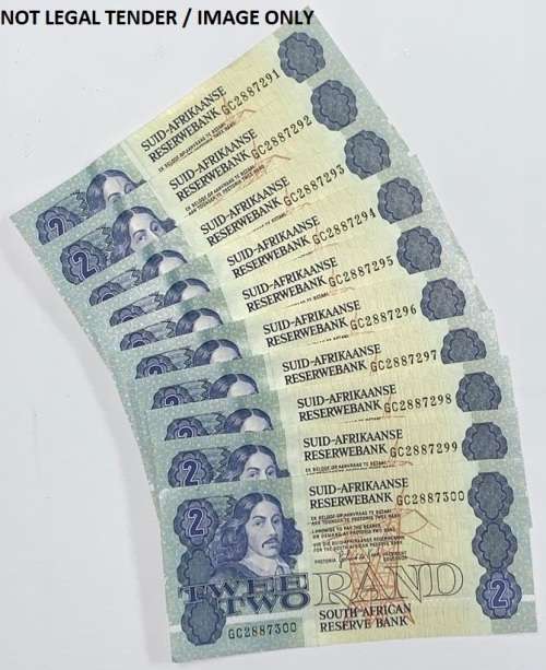 SA R2 X 10 Consequential Notes by Gov. G. De Kock No`s: GC2887291 to ...300.