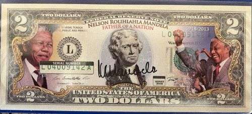 USA $2 Dollar : NELSON MANDELA and coloured KENNEDY HALF DOLLAR