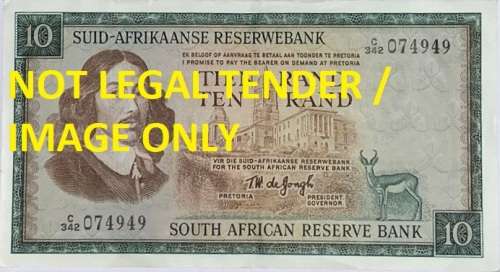 Gov. T.W. De Jongh, R10 Note, 3rd Issue No: C342-074949.