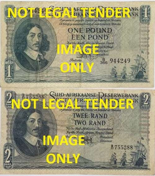 Two Note`s By Gov. M.H. De Kock, 3rd Issue 1 Pound, 4th Issue R2.