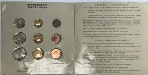 South African 1989 New Coin Series Pattern Pieces by The SA Mint.