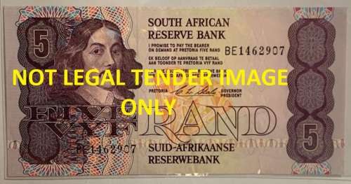 Gov. C.L. Stals, 1st Issue R5 Note No: BE/1462907.