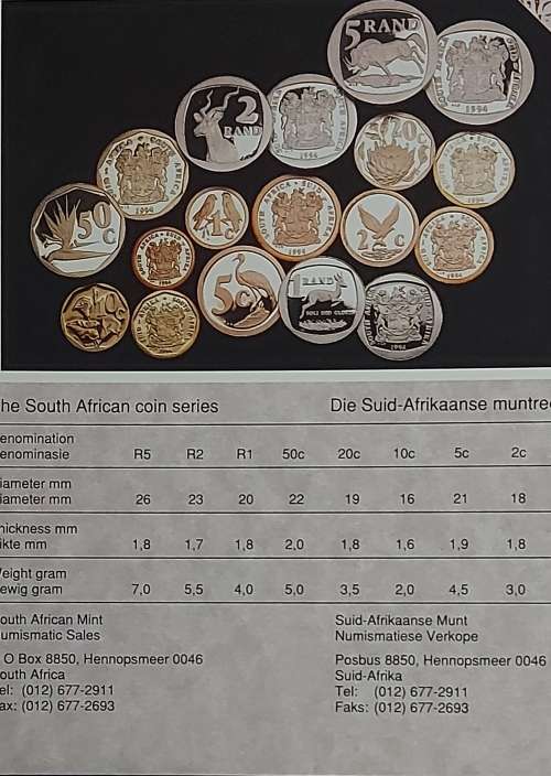 1994 SOUTH AFRICAN PROOF COIN SET