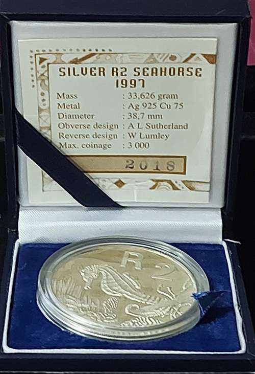 1 X 1997 SILVER R2 SEAHORSE COIN WITH CERTIFICATE 2018