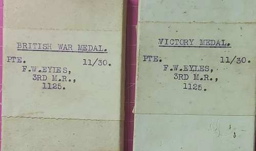 WW1 MEDAL SET FOR F.W.EYLES 3RD M.R