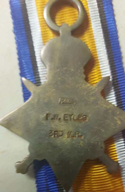 WW1 MEDAL SET FOR F.W.EYLES 3RD M.R