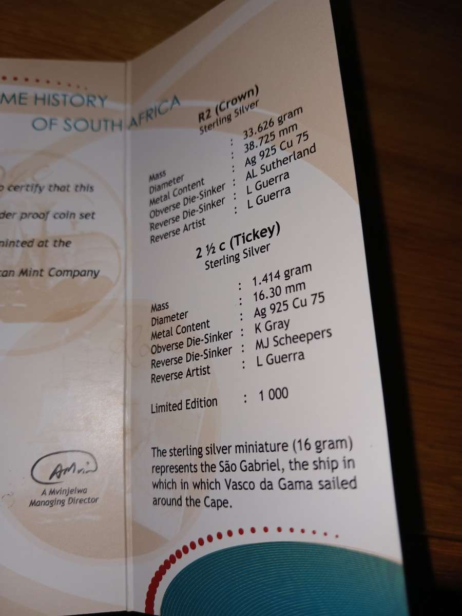 THE 2009 TICKEY AND CROWN SILVER COIN SERIES - MARITIME HISTORY OF SOUTH AFRICA-LIMITED 1000 SERIES