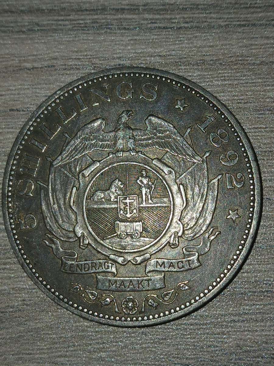 1 X 1892 SOUTH AFRICAN SINGLE SHAFT 5 SHILLING