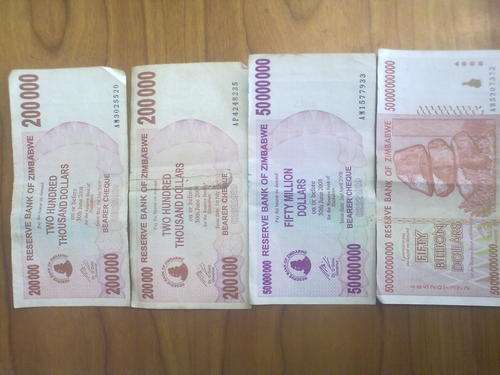 Zimbabwe 200 000*2, 50Million and 50Billion Dollars