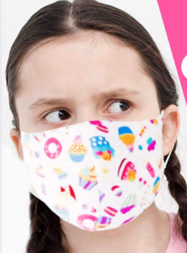 Kids-Face-Masks Cup Cakes design, washable 3Ply mask