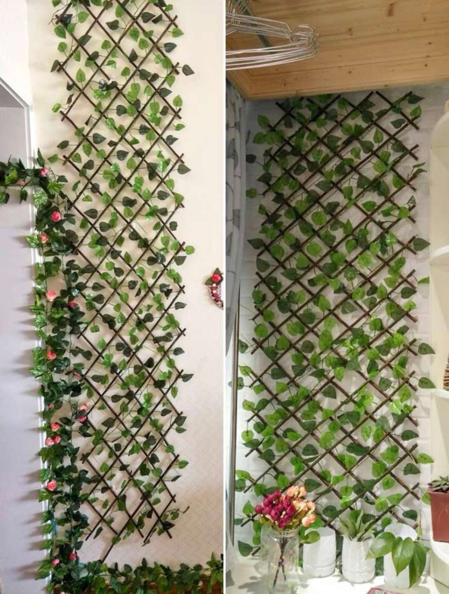 PH Garden - Fold Out Trellis With Artificial Variegated Leaves