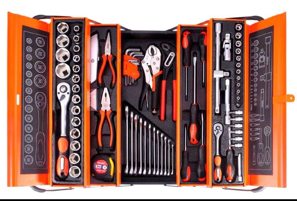 AIYI - 95 Piece Mechanic Tool Box / Tool Assortment - 5 Tray Tool Box Set