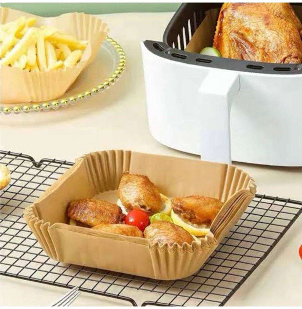 Square Disposable Air-Fryer Paper Liners-200mm x 45mm(50 Sheets)