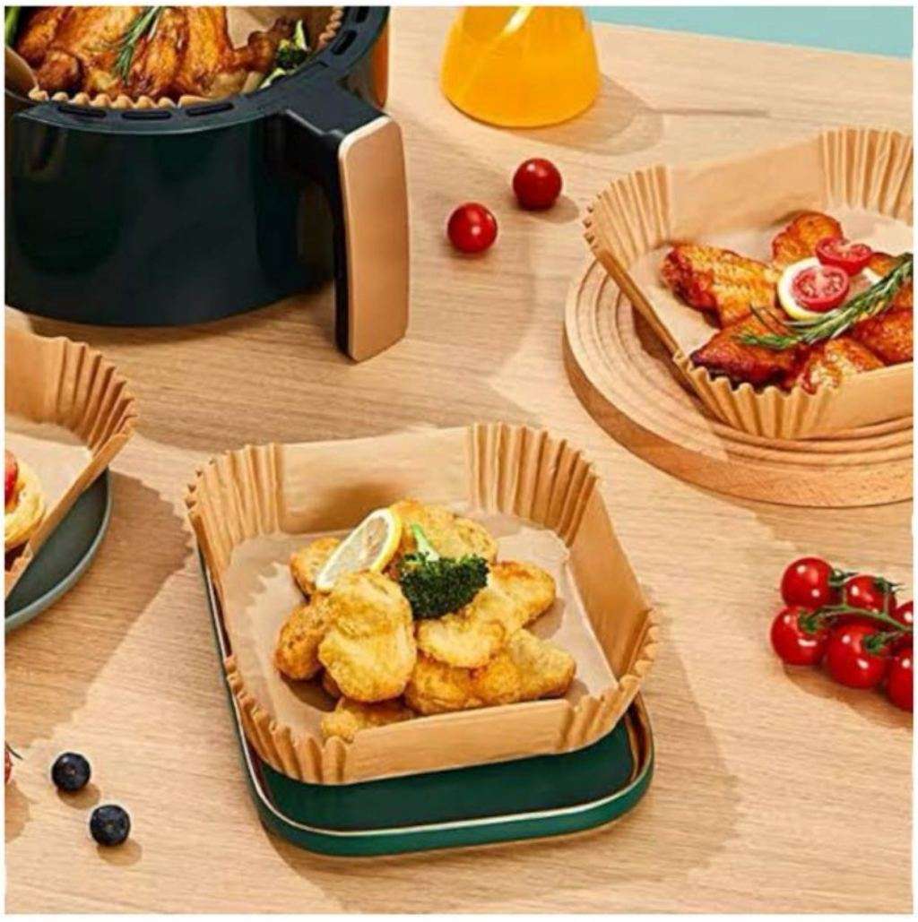 Square Disposable Air-Fryer Paper Liners-200mm x 45mm(50 Sheets)