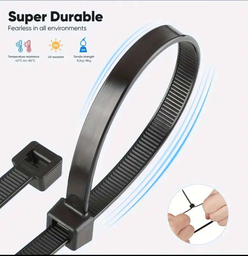 Plastic Cable Tie-3X 100mm Pack of 100 Pieces Black