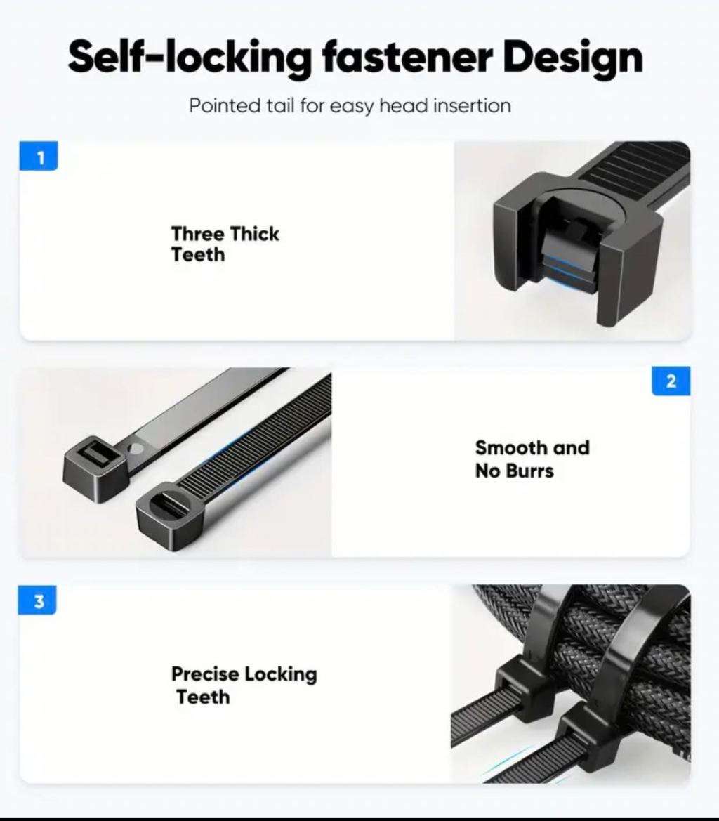 Plastic Cable Tie-4 X 250mm Pack of 50 Pieces Black