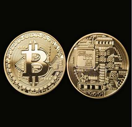 Gold plated Bitcoin Coin 1 Oz