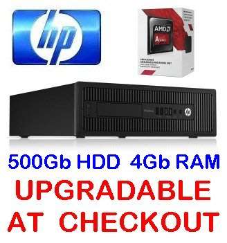 HP ELITEDESK AMD PRO A8 7600B R7 (10 CORES) APU, 500Gb HDD, 4Gb RAM (UPGRADABLE)